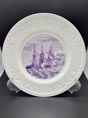 Shenango Pottery #7 Naval Series The Wasp and the Frolic Mulberry Purple Plate